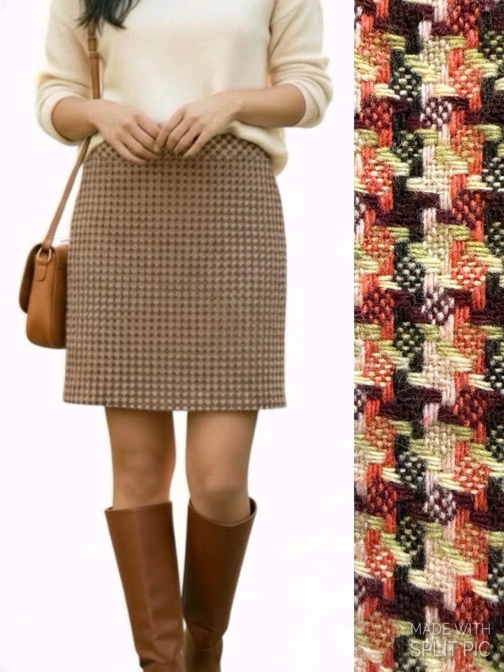 LOFT Petites Houndstooth Autumnal Multi Wool Blend Mini Skirt Women’s Size 0P